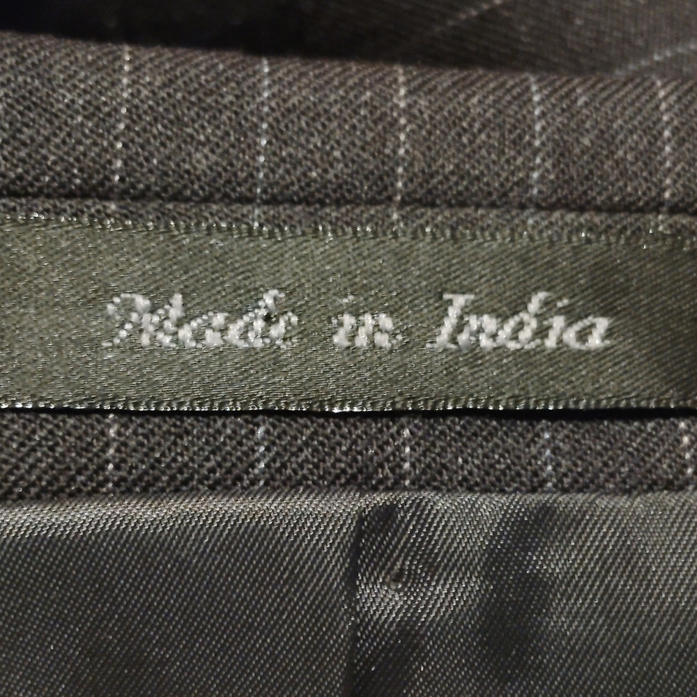 Lauren Ralph Lauren Suit Jacket Men's 58R Black Pinstripe 100% Wool Green Label - Picture 7 of 9